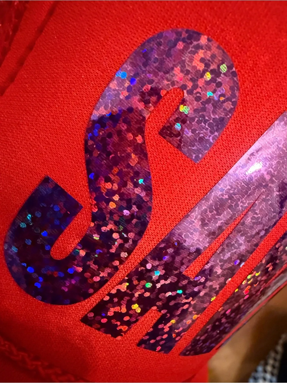 Arnie + Ollie Red Otto Hat with Purple Sparkle 'SAVAGE' Lettering